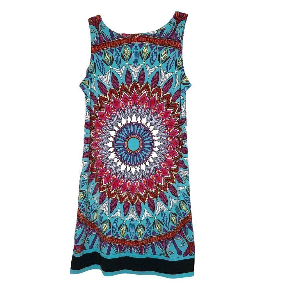 Nicole MILLER Multicolor Mandala Sleeveless Scoop Neck Shift Dress - Size Large